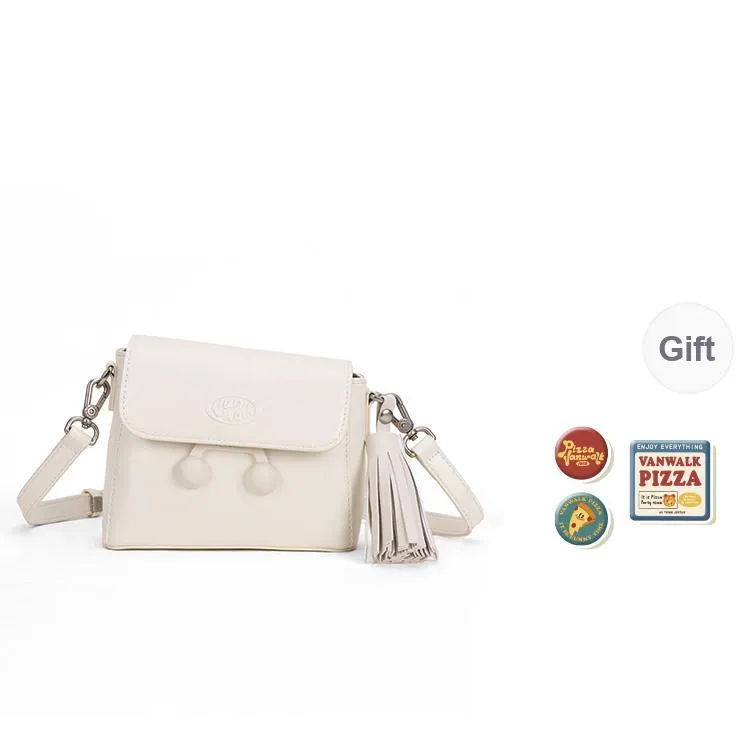 VANWALK PU Shoulder Bag Small Size Women's Caramel Brown/Cherry Red/Vanilla White-14
