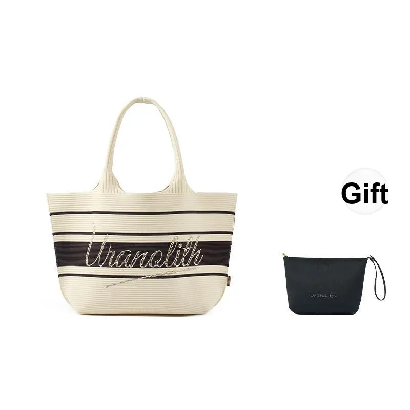 URANOLITH Fabric Tote Beach Bag Handbag Large Size Women's Beige Coffee Stripes/Beige/Blue Beige Stripes/Black