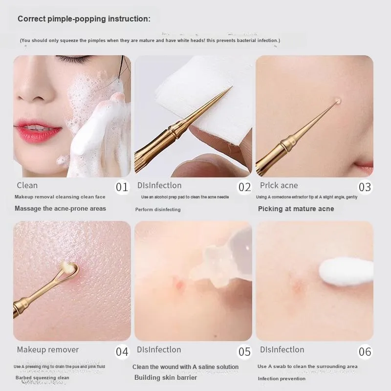 XIAOTIANLAI Pimple Pinch Cell Extractor Set, Acne Fighting Blackhead Removal Tweezers, Ultra Fine Pimple Squeezing Tool-4