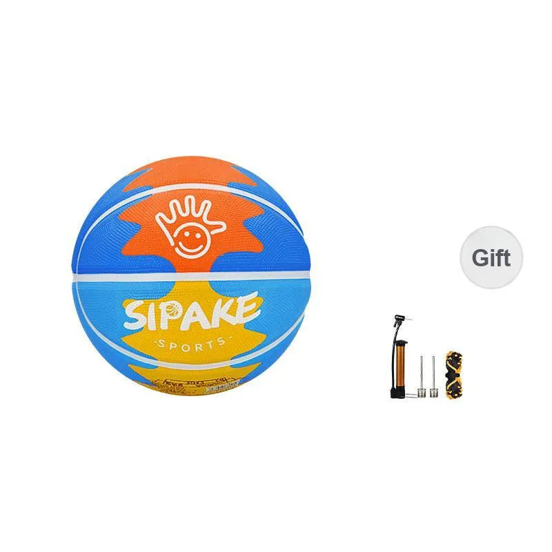 SIPAKESPORT Rubber Basketball Blue Yellow Orange Size 4/5 Size Training-0