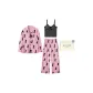 Fuchsia 6702 (Long-Sleeved Top+Pants+Camisole with Bust Pad) Three-Piece Set