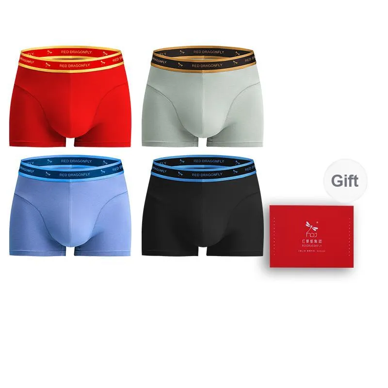 RED DRAGONFLY Cotton Panties Men's 4 Piece Gift Box Sets-9