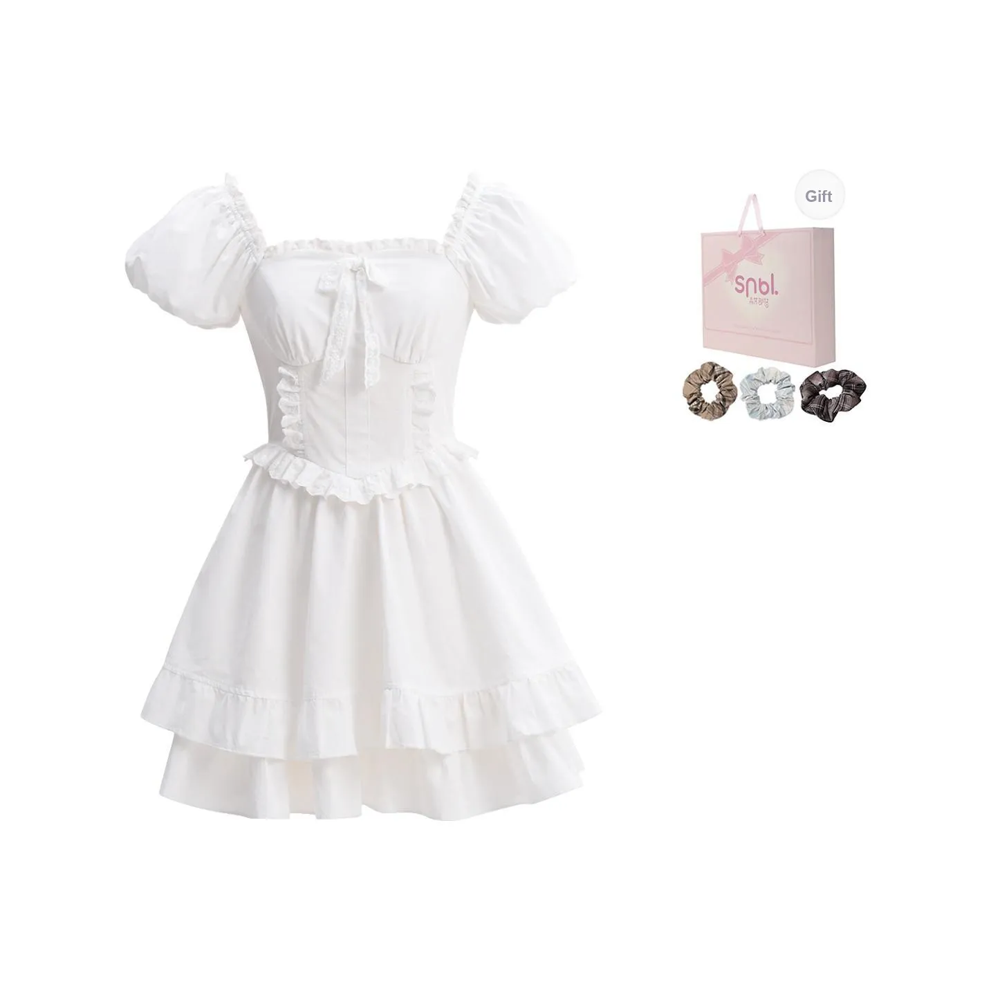 SNBL Короткий рукав Платье Женское Белое