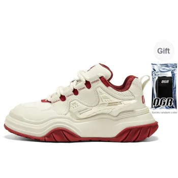 OGR Wave Rider Rebound Wear Resistant Slip Resistant Low Top Casual Shoes Unisex Vintage Beige Red