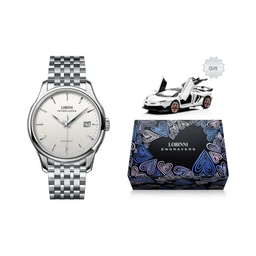 LOBINNI L Extra Thin Мужские часы Автоматический механический механизм Ремешок из нержавеющей стали Часы Мужские Белый циферблат