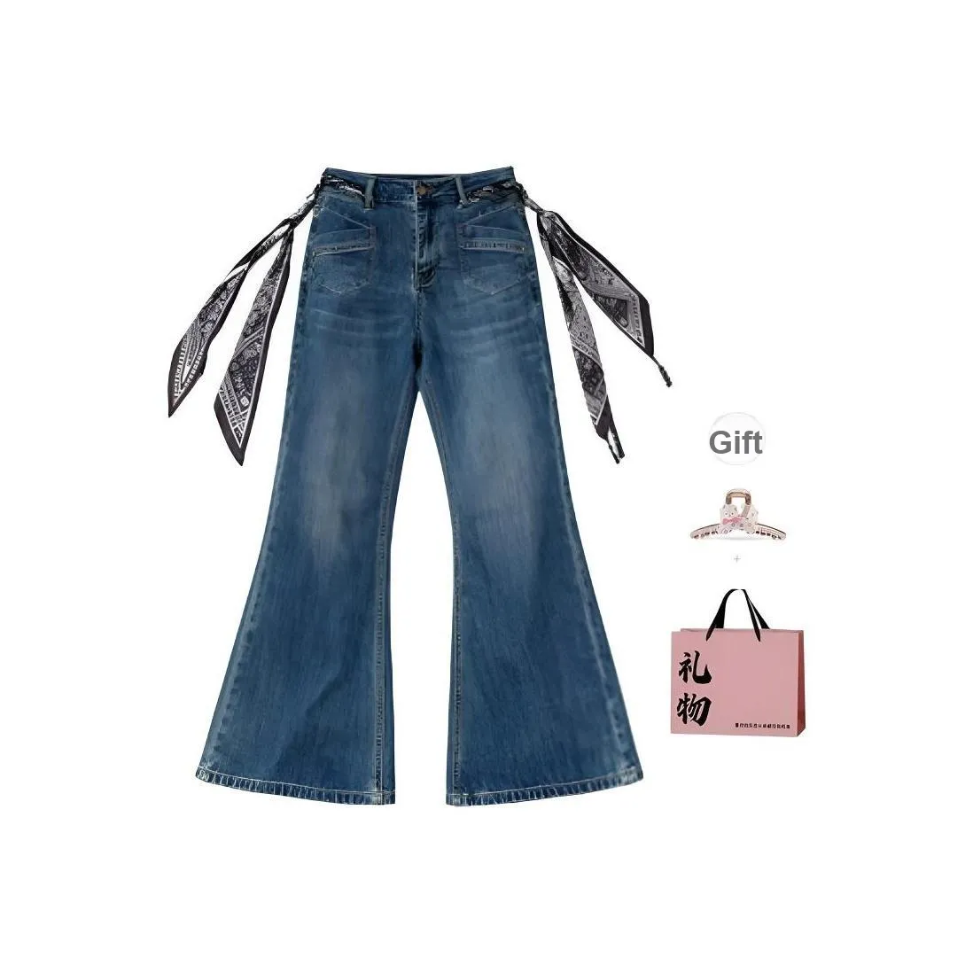 Princess Berdele Синий Флис с подкладкой с подарками заколка-краб + эксклюзивная сумка для покупок женские джинсы