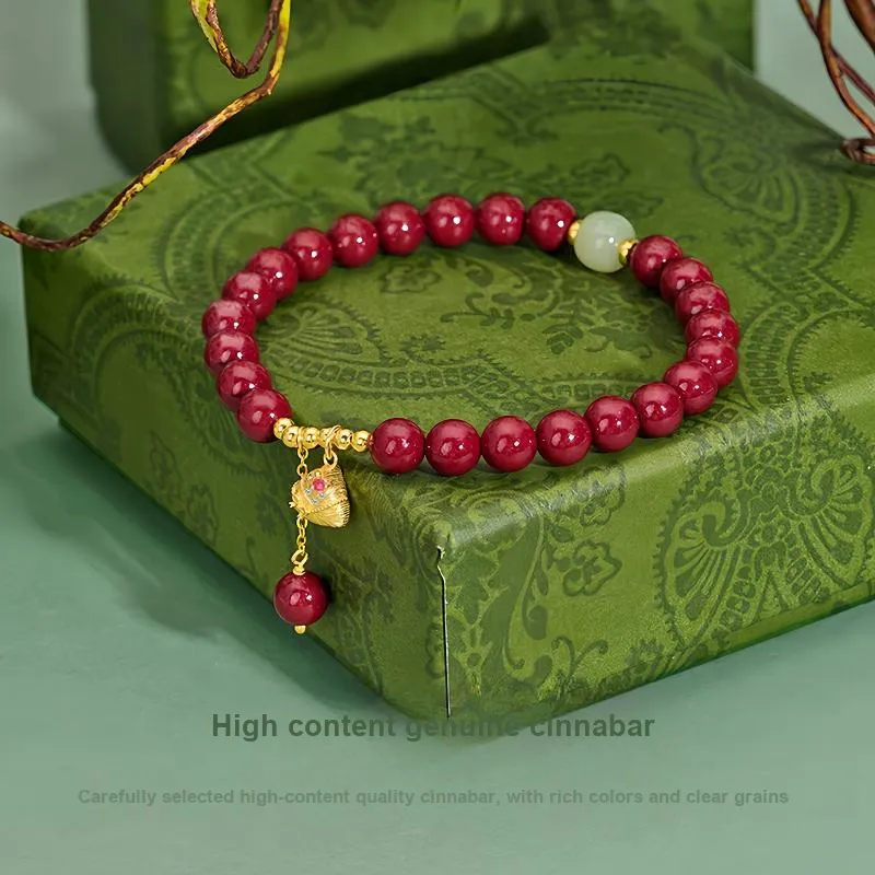 YUGONGYUAN Reconstructed Cinnabar Bracelets Unisex-4