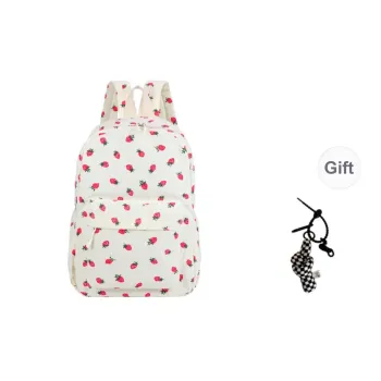 BRABOSTON Nylon Fabric Backpack Regular Unisex White/Black/Pink