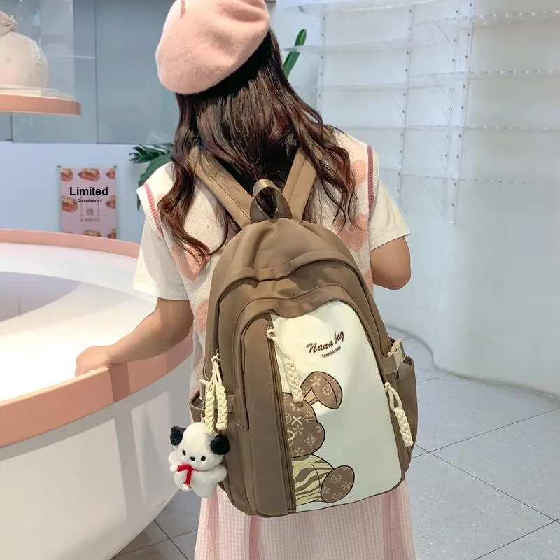 Vack Nylon Backpack Unisex White/Black/Orange Red/Yellow/Green/Brown-24