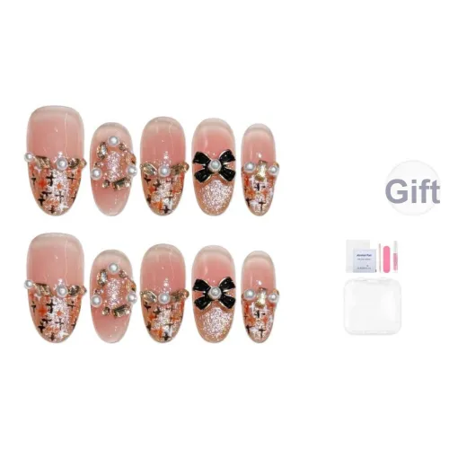 Fanze Французский CHANEL Inspired Позолоченный Кошачий глаз False Nail Средний LADDER Розовый Smudge 20mm