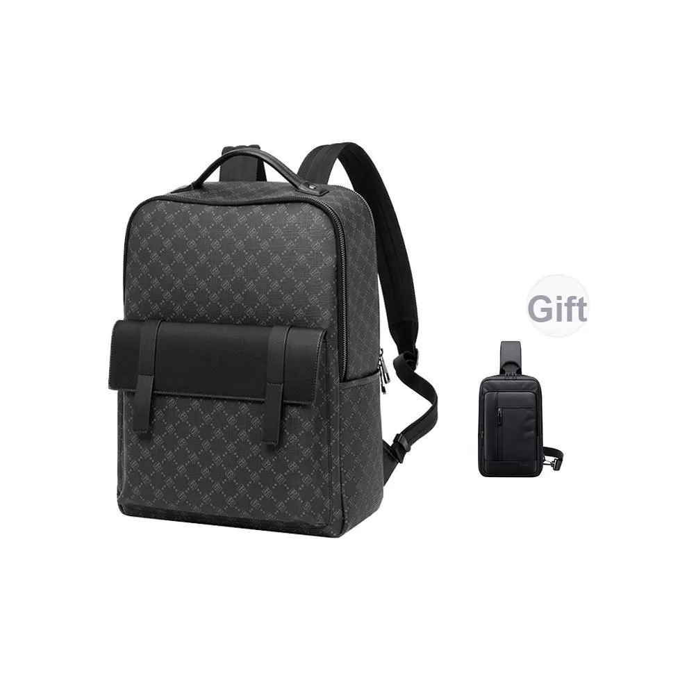 POLO PVC Synthetic Leather Backpack Large Men's Black