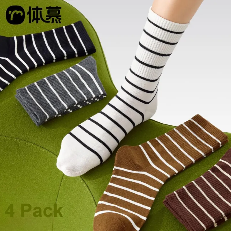 Temooues Mid Calf Socks Women's Shopping Bag Combo Set-16