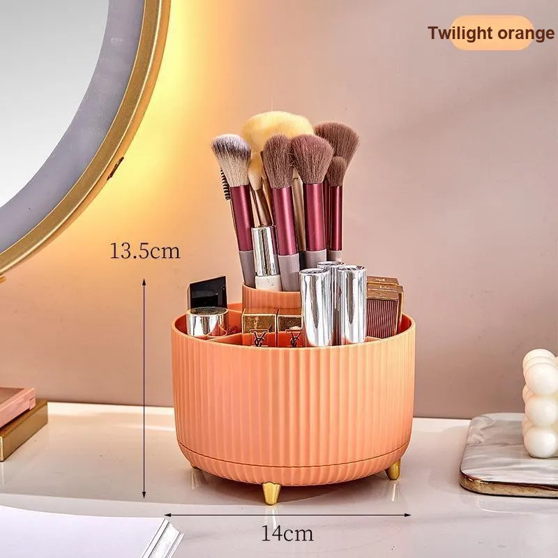 ZHIYIN Skincare Storage Box Rotating, Makeup Brush Holder & Bucket, Desktop Lipstick & Eyeshadow Cases Make up Tools-1