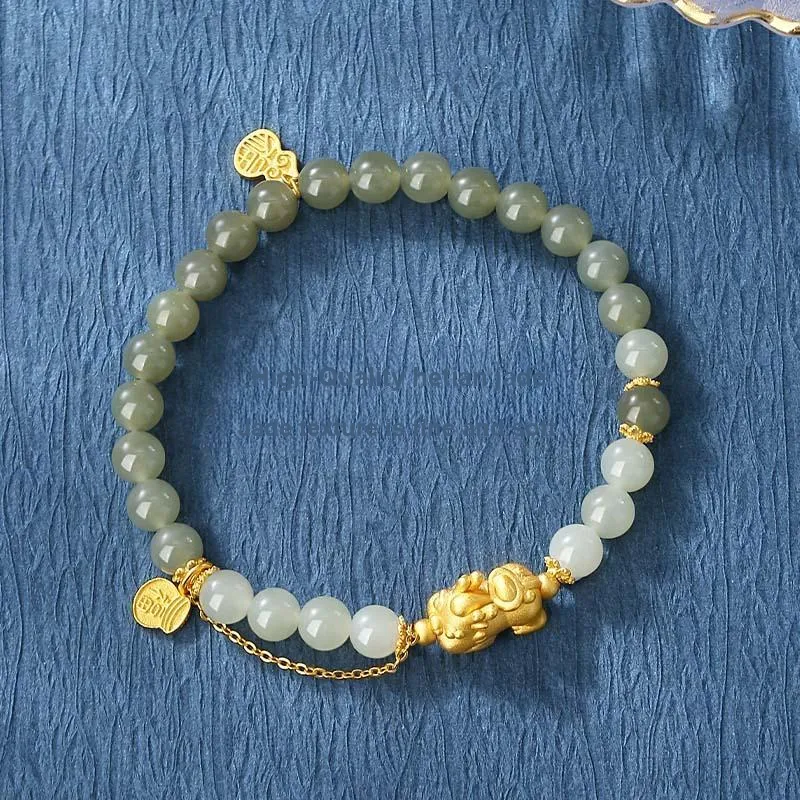ZHONGYINYIJIN Bracelets Pale Greenish White Jade Unisex-2