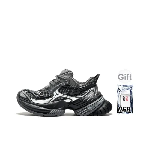 OGR Износостойкие Дышащие Увеличивающие Высоту Низкие Кроссовки для Бега Унисекс Ironwood Черный