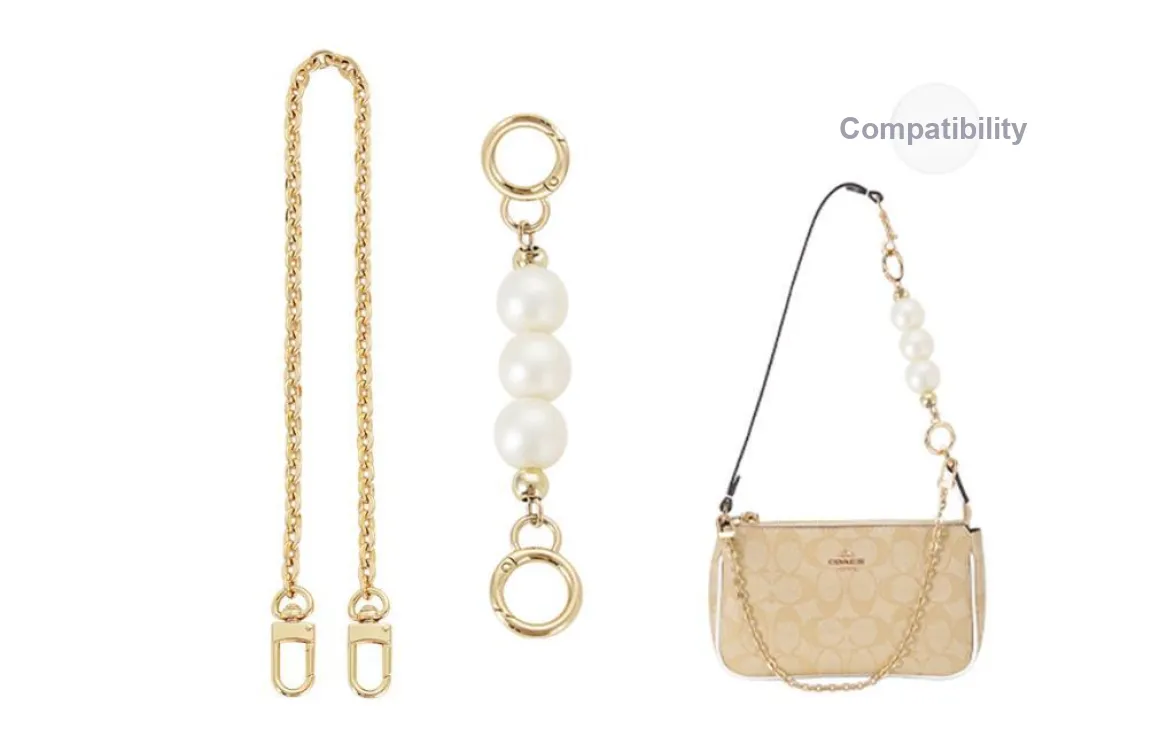 Lan Bao Fan Metal, Alloy Bag Decorative Chain Accessories+Pearl Extender Chain Gold Tone