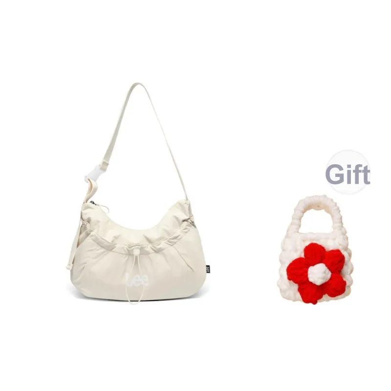 Lee Fabric Shoulder Bag, Crossbody Bag Women's Cream White/Gray Green/Black-11
