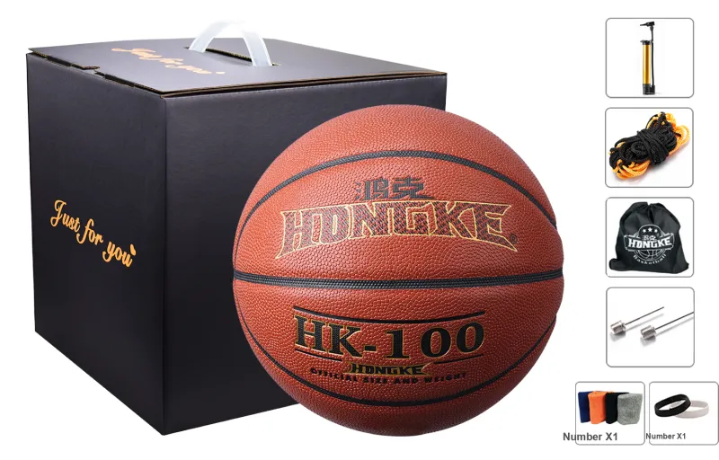 HONGKE PU Basketball Red Size 7 Ball Training Unisex-11