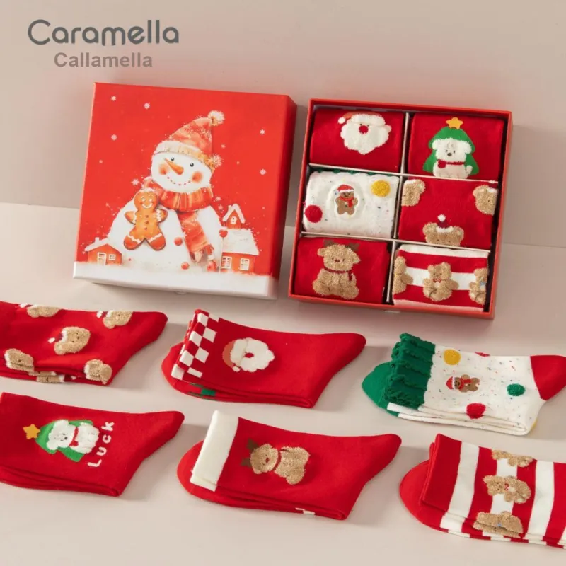 Caramella Mid Calf Socks Unisex Gift Box Of 6 Doubles-6