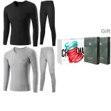 V-Neck 2-Piece Underwear Set (Black+Light Gray) 100% cotton Antibacterial/Premium Gift Box Set