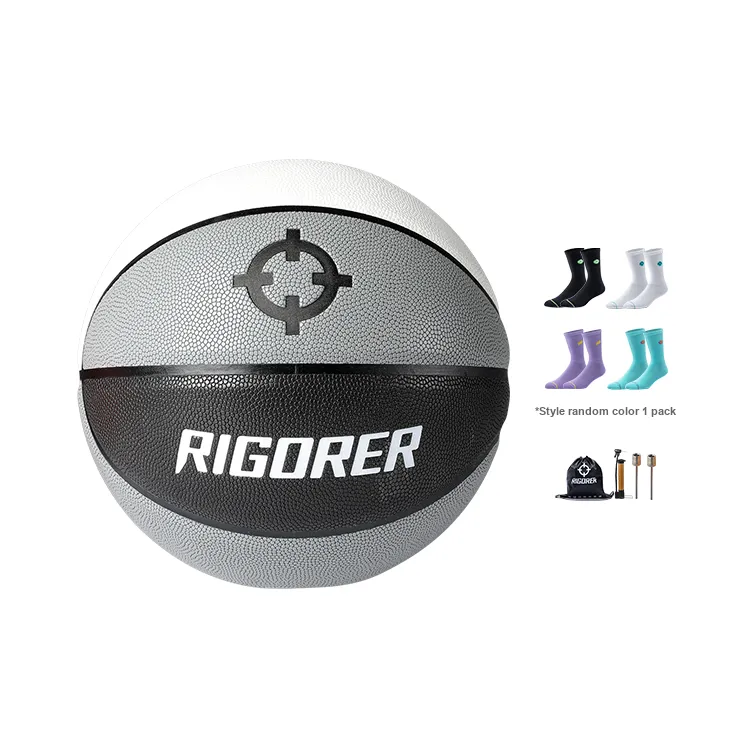 RIGORER PU Basketball Black White Gray Size 7 Training Unisex-6