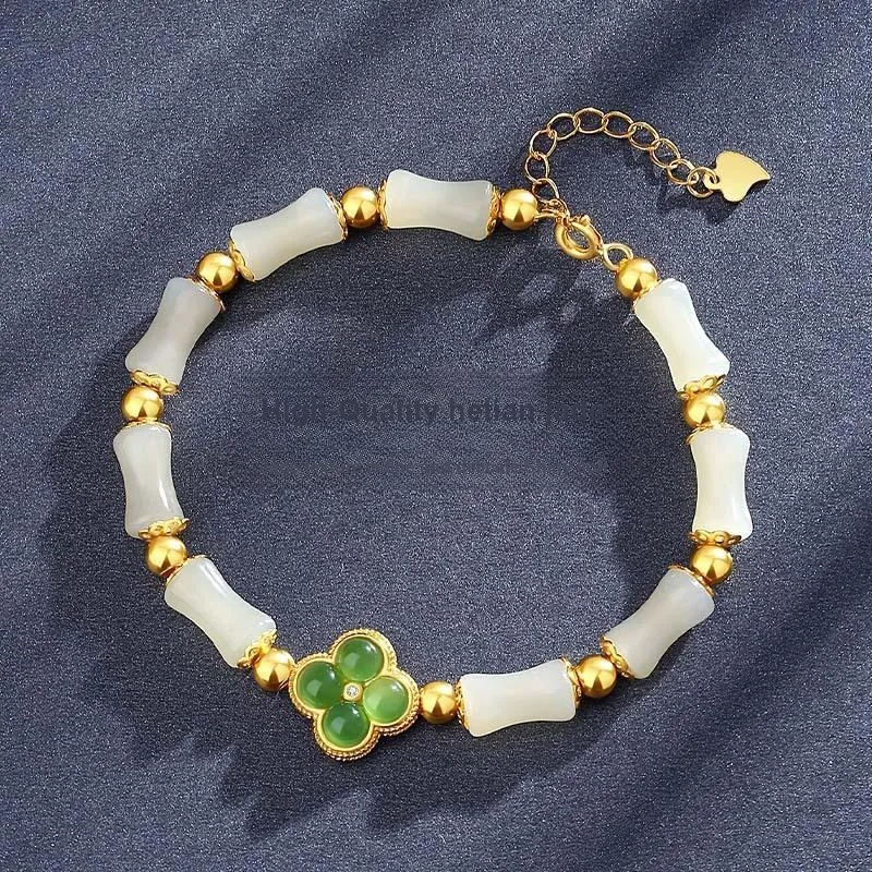 Andaozi Hetian Jade Bracelets Pale Greenish White Jade Women's-2