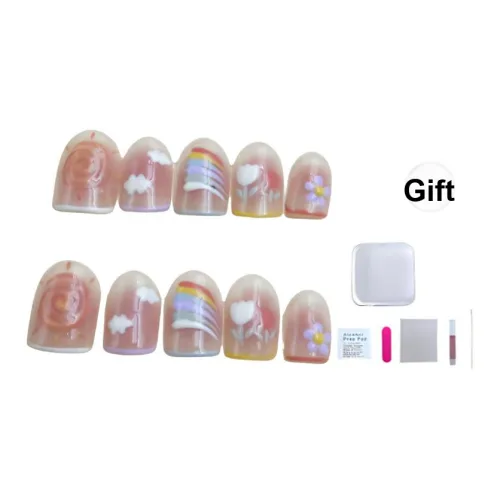 JIDUOMENG Ручной набор для ногтей Art False Nail с милым универсальным радужным дизайном тюльпана короткий LADDER