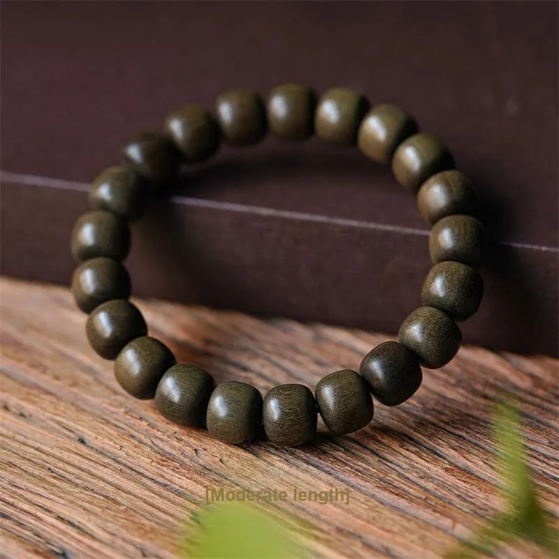 FANGYUANXIAOFU Laoshan Sandalwood Plain Circle Beaded Bracelet Unisex-3