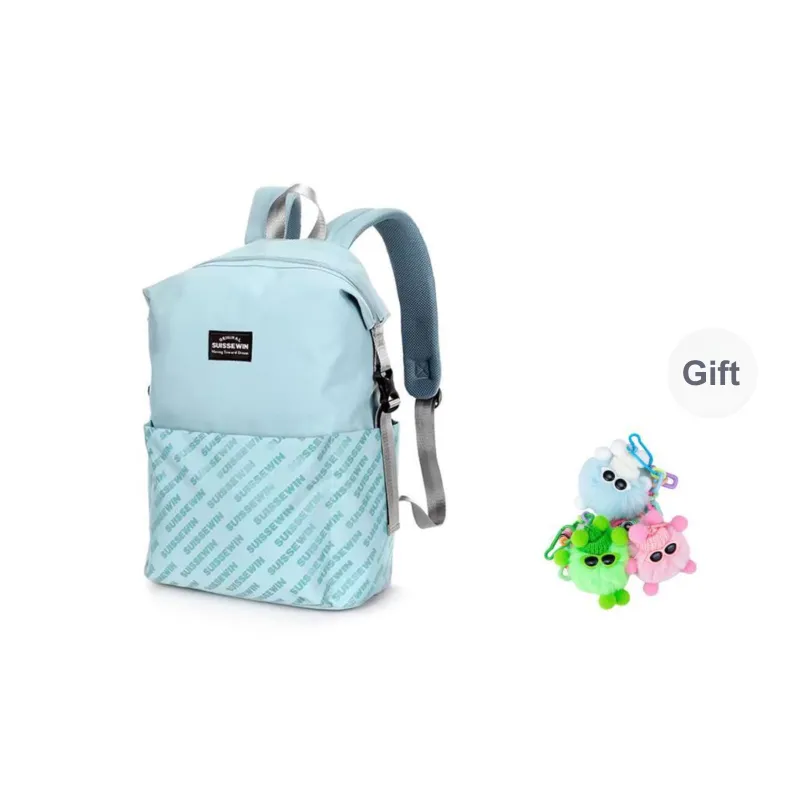 SUISSEWIN Polyester Backpack Regular Unisex Vibrant Orange/Simple Black/Sky Blue-9