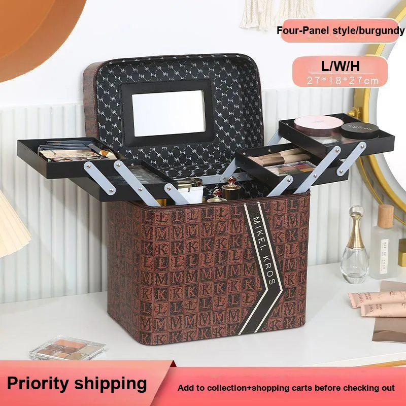 MUYAXUAN Multi Layer Large Capacity Makeup Case Travel Portable Cosmetics Storage-5