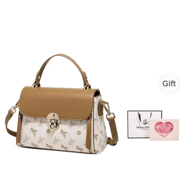 Marino Orlandi Synthetic Leather Kelly Bag Shoulder Bag Crossbody Bag Handbag Large Size Women's Coffee-40