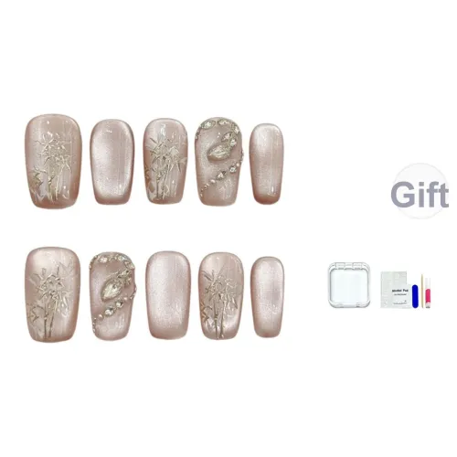 JINGCHANXUE Новый китайский стиль Прохладный Змея с Бамбуком False Nail Средний LADDER Минималистский стиль Градиентный Кошачий глаз 14mm