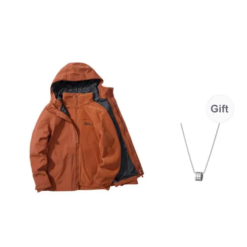 Jack Wolfskin Waterproof And Windproof To Keep Warm Windbreaker Jacket Unisex Magenta Comes With Necklace