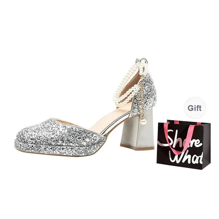 BIGTREE Chunky Heel High Heels Women's-0