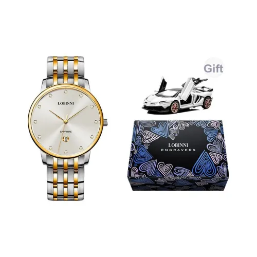 LOBINNI L Extra Thin Парные часы Кварцевый механизм Ремешок из нержавеющей стали Часы Мужские Белый циферблат