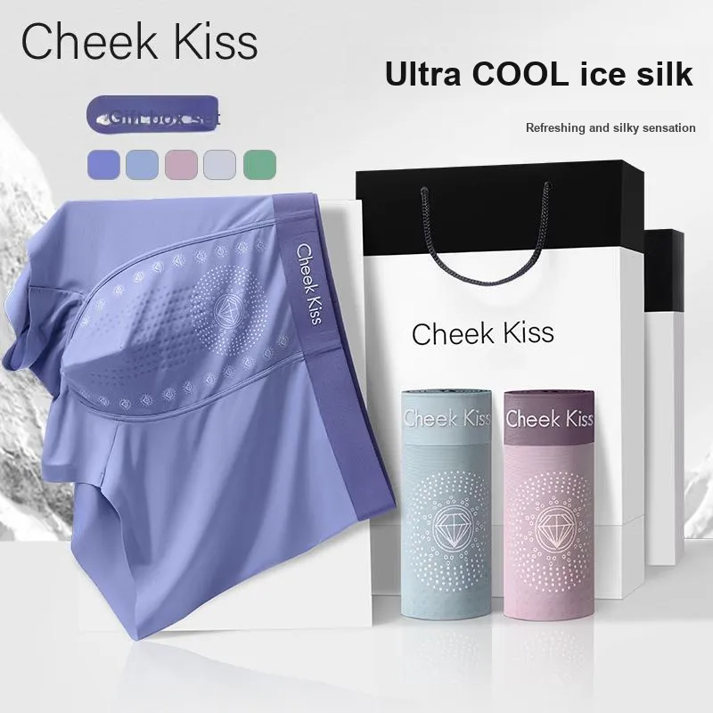 Cheekkiss Underpants Men's Quick Dry Ice Silk Seamless Breathable Boxer Shorts 3 Pack-1