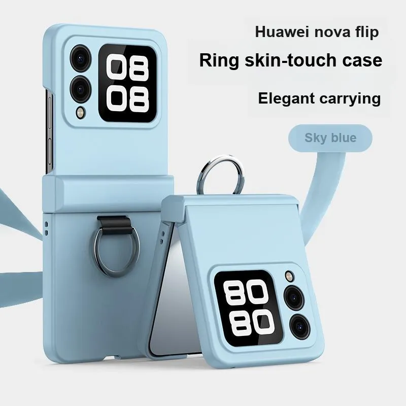 ZHUOJI PC Material New Skin Feel Portable Ring Phone Case Compatible Huawei Novaflip-11