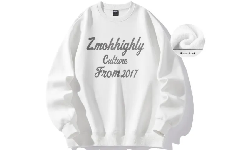 ZMOH Fleece Lined Crew Neck Sweatshirt Unisex Couple's-3