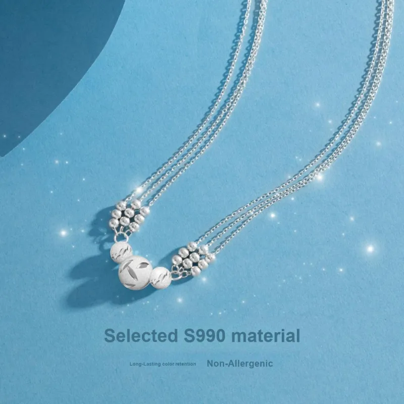 KLFOOK Sterling Silver 990 Necklaces Women's-4
