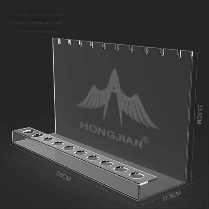 Hongjian Badminton Racket Frames Transparent Acrylic Live Streaming Room For Home Unisex 3/6/10 Pack Shown Storage Rack-9
