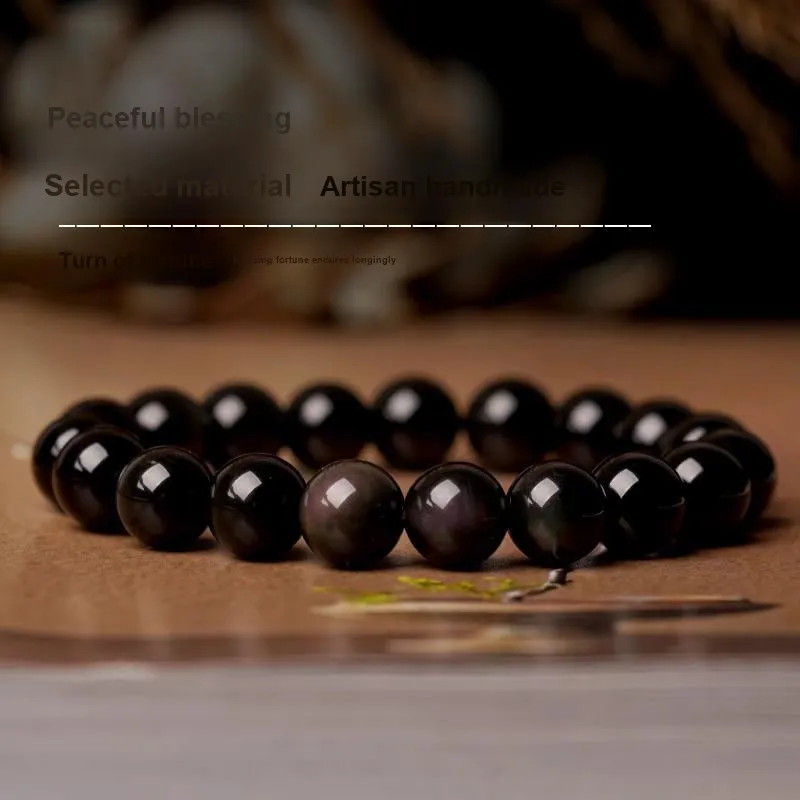 EADDA JEWELRY Natural Obsidian Bracelets Unisex-12