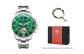 Green Face Silver Band+Eighteen-Seed Bodhi Seed Beaded Bracelet