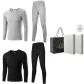 2-Piece Underwear Set (Light Heather Gray+Black) 100% cotton, Breathable/3A Antibacterial/Classic Crew Neck