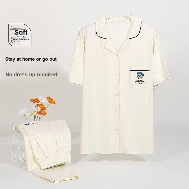 XIAFENYAN Pajama Set Women's Beige Yellow-7