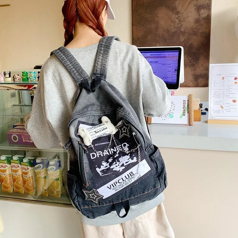 ResNonverba Denim Backpack Regular Women's Blue/Black-4
