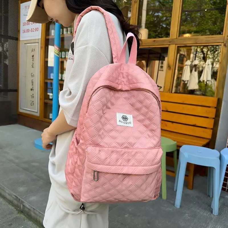 KAKAXI Nylon Backpack Unisex White/Black/Gray/Pink/Coffee/Purple-10