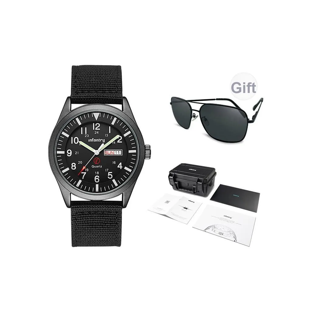 INFANTRY Pilot Collection Кварцевый механизм Часы Мужские Черный циферблат