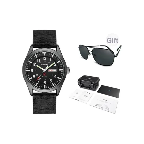 INFANTRY Pilot Collection Кварцевый механизм Часы Мужские Черный циферблат