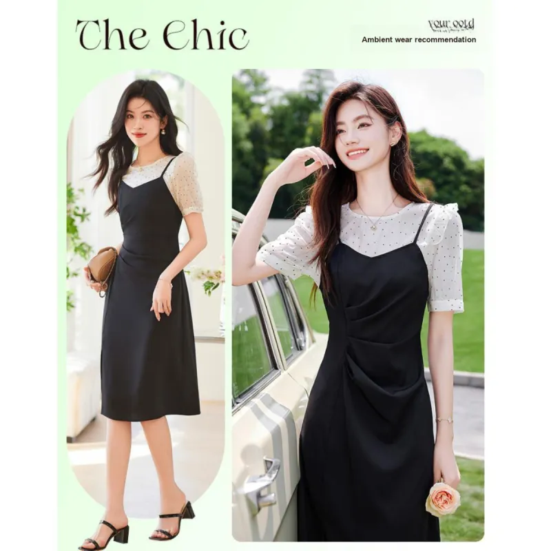 Like The Age Of Water Short Sleeved Dress Women's Black-3