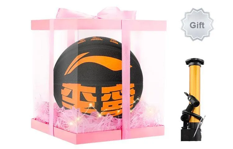 LiNing Color Street Collection Moisture Absorbing Leather Basketball Black Size 7 Street Training Unisex-12